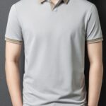 A stylish model wearing the Newness Summer Breeze Mens Casual Short Sleeve Shirt showcasing its comfortable fit and versatile style Perfect for everyday summer wear