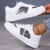 Whimsical White Cartoon Style Sneakers by Newness Chic comfortable and effortlessly cool white sneakers with a cartoon inspired design