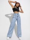 Effortless Chic High Waisted Wide Leg Jeans by Newness Flattering wide leg silhouette high waisted design comfortable fit Perfect for any occasion