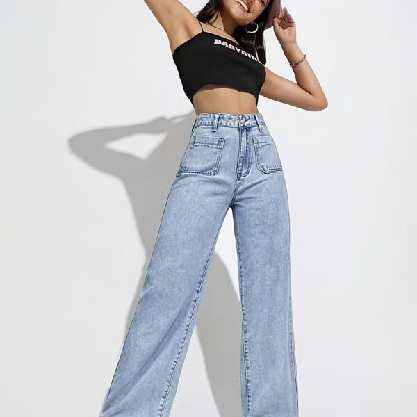 Effortless Chic High Waisted Wide Leg Jeans by Newness Flattering wide leg silhouette high waisted design comfortable fit Perfect for any occasion