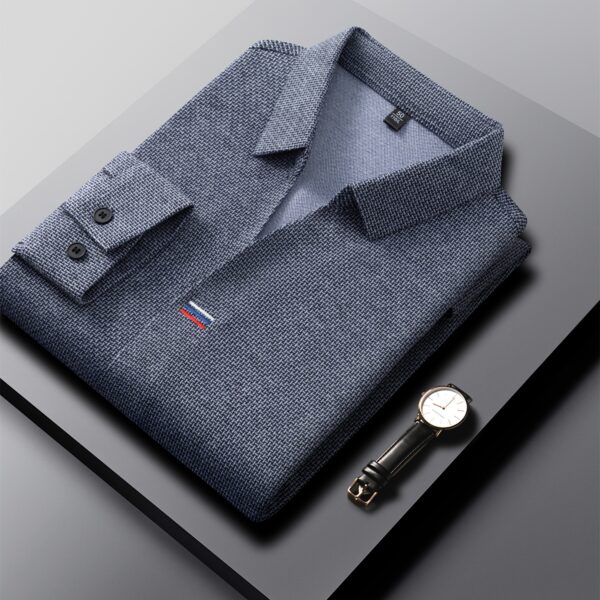 Newness Metropolitan Man Men's Long Sleeve Polo Shirt in versatile navy blue, styled for a casual yet sophisticated look. Perfect for the office or weekend outings.