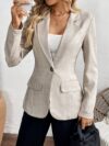 City Chic Womens Elegant Casual Blazer in a flattering loose fit perfect for spring or fall This single button jacket is shown in versatile styling ideal for the office or a casual outing