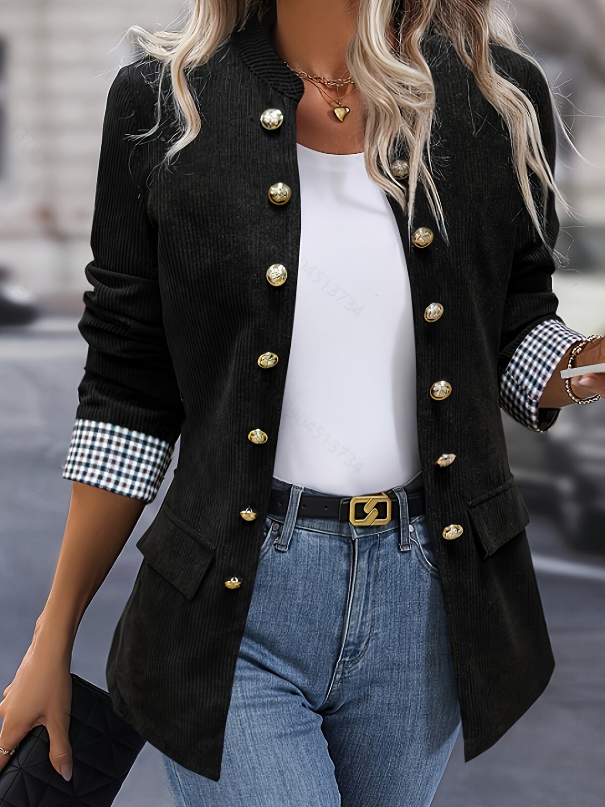 City Chic Womens Tweed Blazer in classic tweed perfect for work or a special occasion Model showcases the blazers sophisticated fit and style