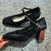 Newness Timeless Square Toe Mary Janes Classic black square toe Mary Jane shoes with a comfortable low heel showcasing a vintage inspired design with modern appeal