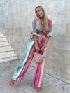 The Newness Riviera Striped Suit Set A chic spring outfit featuring a striped button up shirt and belted pants Perfect for any occasion