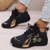 Newness Golden Dragon Embroidered Black Sneakers Stylish black sneakers with golden dragon embroidery showcasing breathable and durable design perfect for all season wear