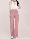 Newness Milan High Waisted Straight Leg Jeans Flattering fit timeless style A model wears the jeans