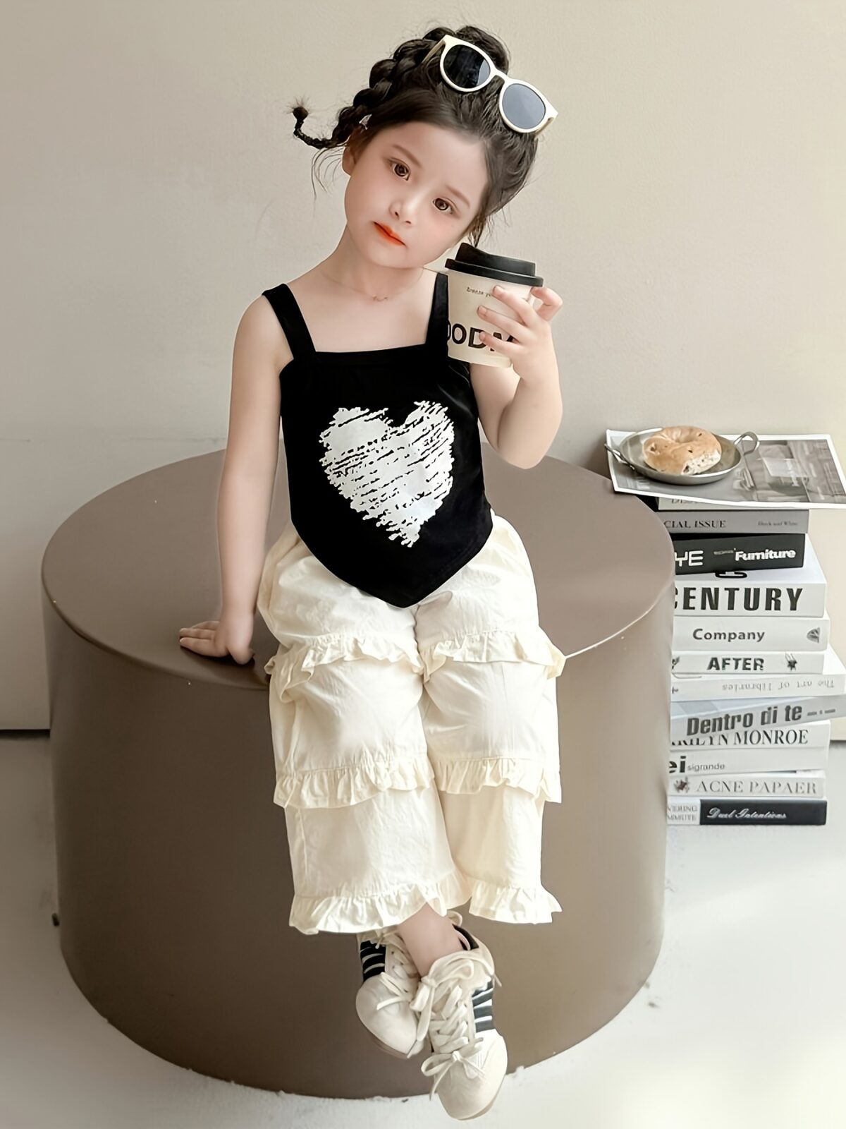 Sweet Summer Days Girls Lace Pants Set A charming girls outfit in soft cotton blend lace pants and top perfect for summer