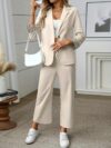 Flattering and versatile womens springautumn suit set in lightweight polyester Perfect for curvy figures ideal for work or weekend wear