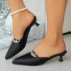Newness Celestial Sparkle Kitten Heel Pumps Rhinestone buckle detail pointed toe and versatile style for any season