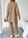 Effortless Chic Casual Pants Set in soft polyester Flattering wide leg pants and a coordinating top for unparalleled comfort and style