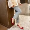 Golden stiletto heels with elegant bow featuring a comfortable insole and slip resistant sole perfect for weddings and events