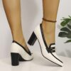 Newness Metropolitan Flair Two Tone Block Heels Chic two tone block heels perfect for elevating any outfit Experience comfort and style