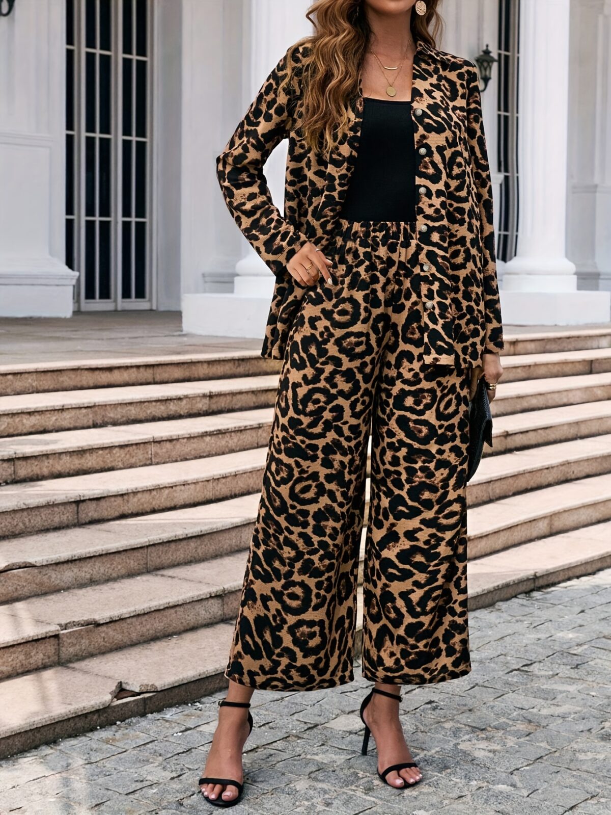 The Newness Milan Luxe Leopard Print Set A chic and effortlessly stylish two piece set perfect for work or weekend Featuring a luxurious leopard print