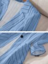 Spring Breeze Womens Light Blue  White Striped Elegant Tailored Blazer A stylish and versatile blazer perfect for spring summer and fall Flattering light blue and white stripes tailored fit for both casual and formal occasions