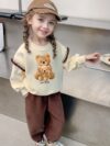Newness girls teddy bear set Soft pink sweatshirt and pants loose fit perfect for cuddles and playtime