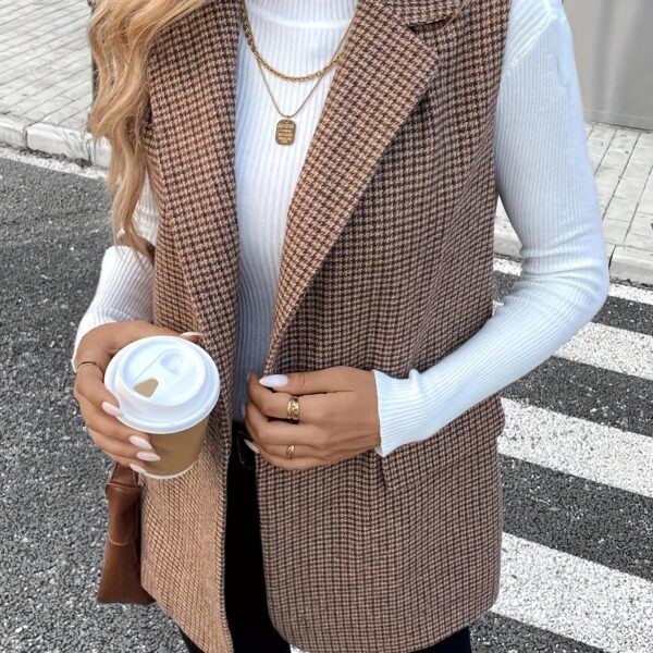 Newness City Chic Houndstooth Sleeveless Suit Jacket A stylish houndstooth sleeveless jacket perfect for layering over dresses or blouses during FallWinter Versatile and chic