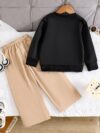 Stylish and cozy boys fleece lined sweatshirt set in trendy letter pattern perfect for cooler weather Two piece outfit includes sweatshirt and sweatpants