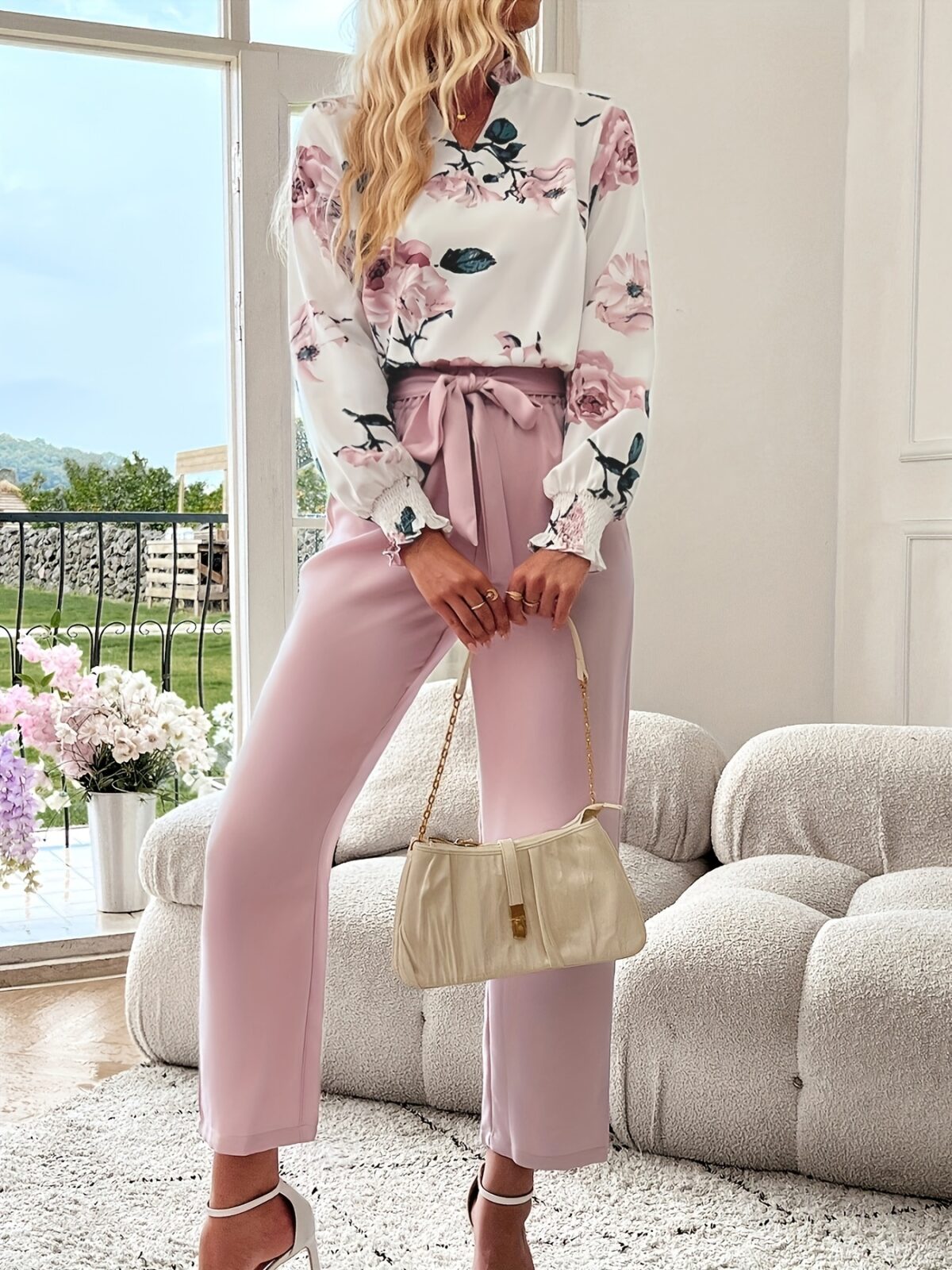 The Parisian Blossom Floral Print Set a chic two piece outfit in a beautiful floral print perfect for spring and fall