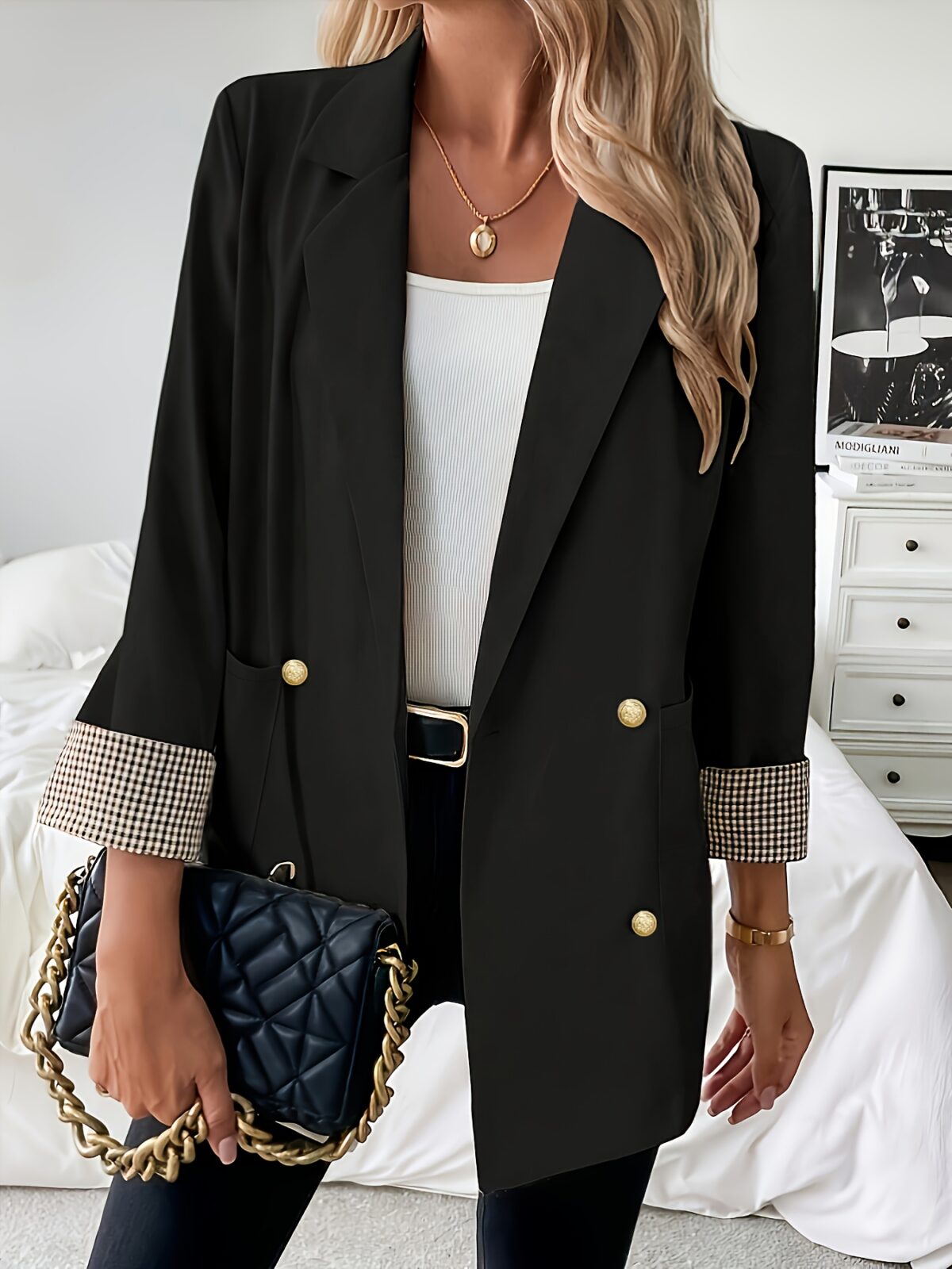 Womens Elegant Blazer Executive Collection Flattering H silhouette long sleeves perfect for work or special occasions