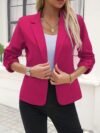 Crimson Chic Stylish Red Womens Blazer   Flattering three quarter sleeves loose fit lightweight polyester
