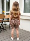 Adorable little girls summer outfit featuring a chic leopard print and a playful Daddys Girl graphic