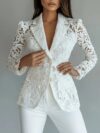 City Chic Womens Elegant Semi Transparent Blazer in spring summer or fall A stylish semi sheer design with polyester lining Dressy or casual its a versatile must have