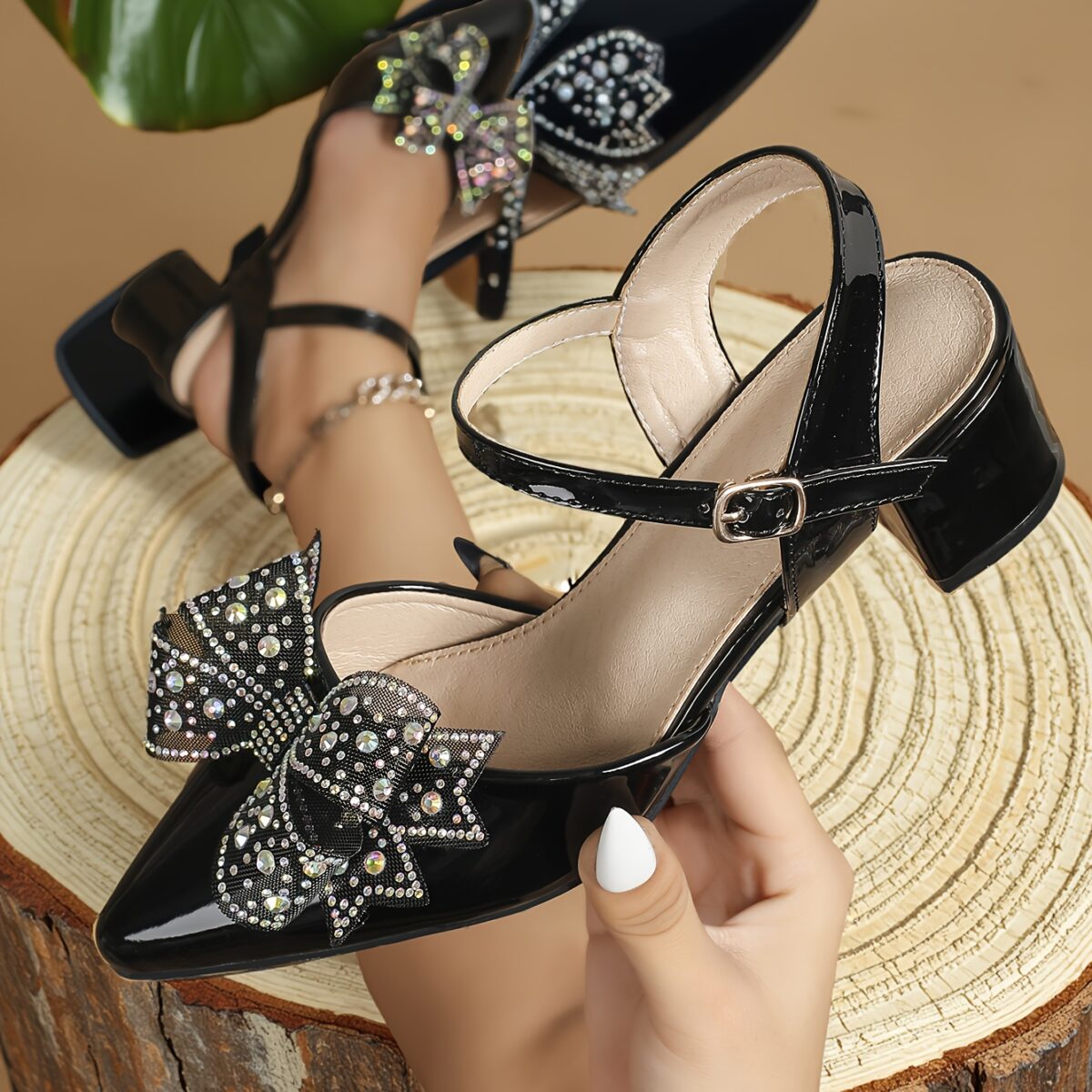 Newness Celestial Sparkle Rhinestone Mary Jane Heels Elevate your style with these modern chic rhinestone heels perfect for any occasion