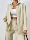 The Newness Milan Wide Leg Pant Set in luxurious polyester Effortless style and modern comfort for every season