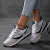 Newness Womens Fabric Sneakers Breathable comfortable and effortlessly chic Close up view showcasing fabric texture and design details