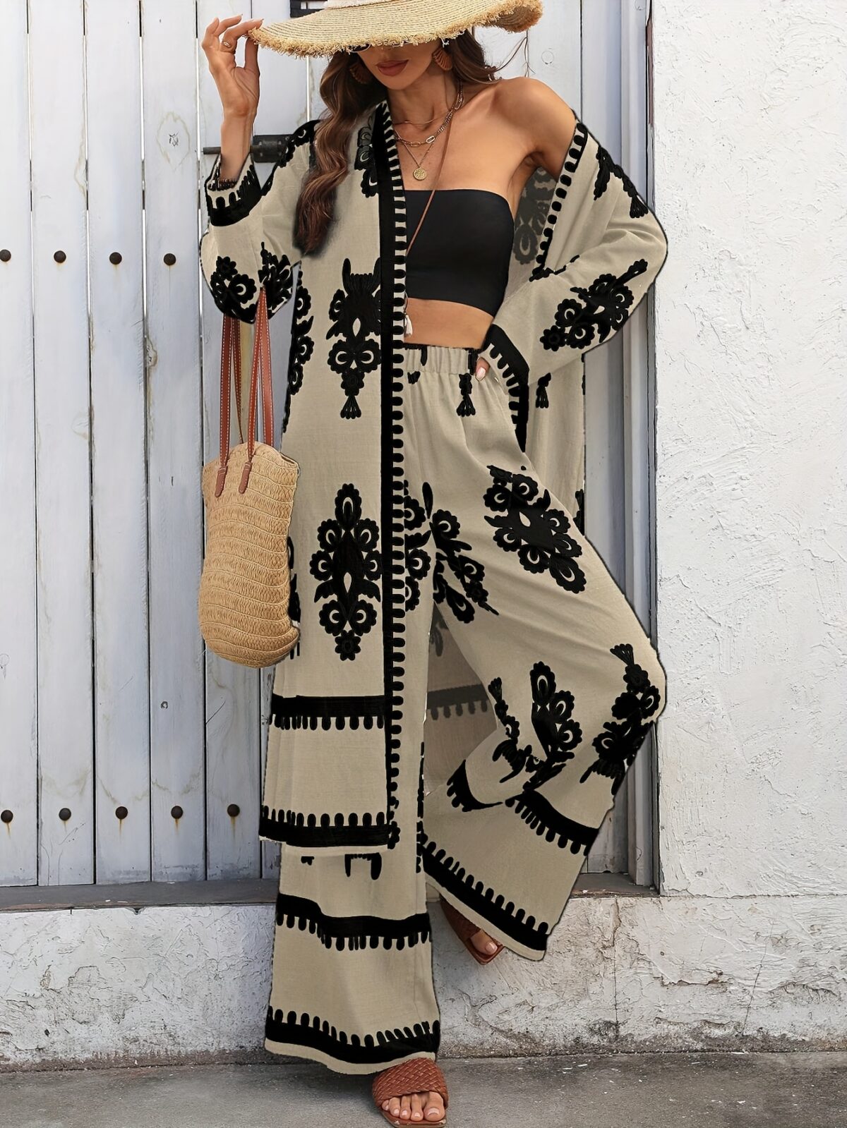 Effortless Chic Printed Pant Set in spring ready print showcasing the comfortable and stylish design