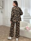 Stylish and sophisticated womens Safari Chic Leopard Print Pants Set from Newness The two piece set includes a matching top and pants both featuring a chic leopard print