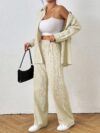 The Newness Milan Wide Leg Pant Set in luxurious polyester Effortless style and modern comfort for every season