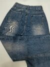 Stylish Modern Muse Geometric Wide Leg Jeans by Newness Dubai made featuring a flattering geometric print and wide leg silhouette Perfect for all seasons