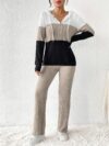 The Newness Riviera Color Block Hoodie Set in a flattering pose showcasing its vibrant color blocking and comfortable fit Perfect for spring or fall
