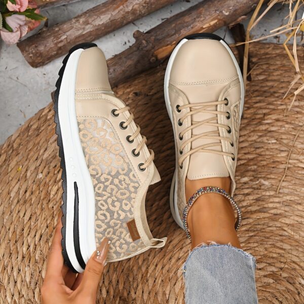 Newness Serengeti Breeze Leopard Print Sneakers Stylish breathable and cushioned sneakers featuring a trendy leopard print