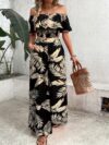 Escape to Paradise Model wearing the Newness Tropical Print Set showcasing its effortless chic style Perfect for summer days and nights
