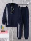 Stylish black hoodie and pants set for kids perfect for cozy autumn days Made of comfortable polyester