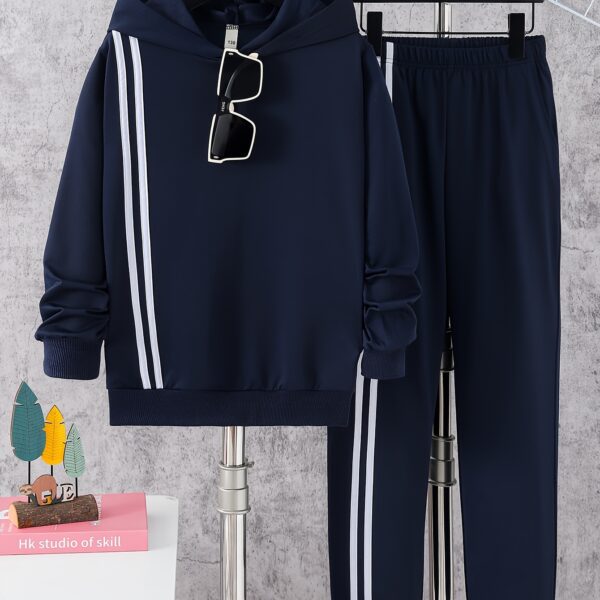 Stylish black hoodie and pants set for kids perfect for cozy autumn days Made of comfortable polyester
