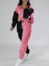 Model wearing the Newness Milan Color Block Tracksuit showcasing its comfortable fit and modern color blocking design