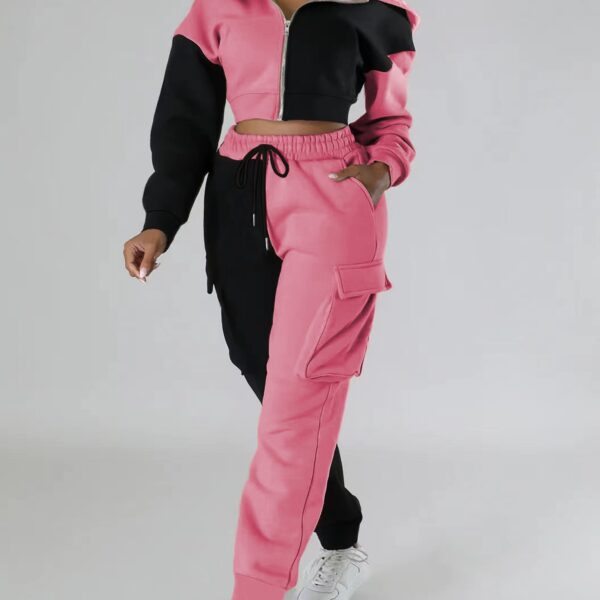 Model wearing the Newness Milan Color Block Tracksuit, showcasing its comfortable fit and modern color blocking design.