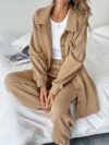 Effortless Chic Casual Pants Set in soft polyester Flattering wide leg pants and a coordinating top for unparalleled comfort and style