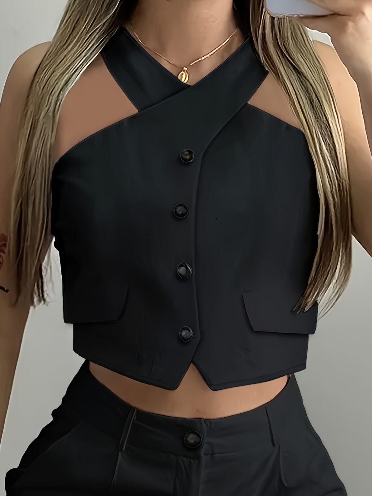 Stylish and comfortable Cairo Womens Vest Shorts Set by Newness Model wears a two piece outfit featuring a sleeveless vest and high waisted shorts perfect for a casual yet chic look