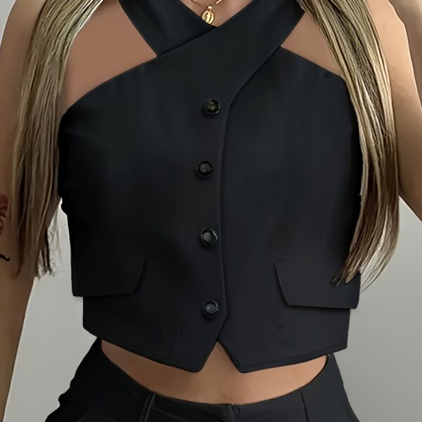 Stylish and comfortable Cairo Womens Vest Shorts Set by Newness Model wears a two piece outfit featuring a sleeveless vest and high waisted shorts perfect for a casual yet chic look