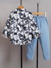 Stylish boys Desert Dune two piece outfit perfect for spring and autumn Featuring a long sleeved shirt and comfortable pants in a durable woven fabric with a fun print