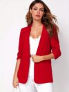 Modern Muse Womens Light Blue Casual Office Blazer a versatile light blue blazer perfect for the office or casual wear Flattering silhouette Model wearing a light blue blazer