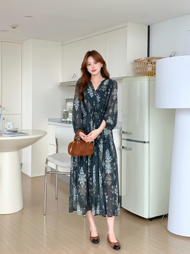 Effortless elegance in our Azure Bloom Floral Print Maxi Dress. Perfect for any occasion.