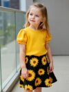 Adorable girls floral skirt set perfect for summer and special occasions Features a vibrant floral print and comfortable high quality fabric