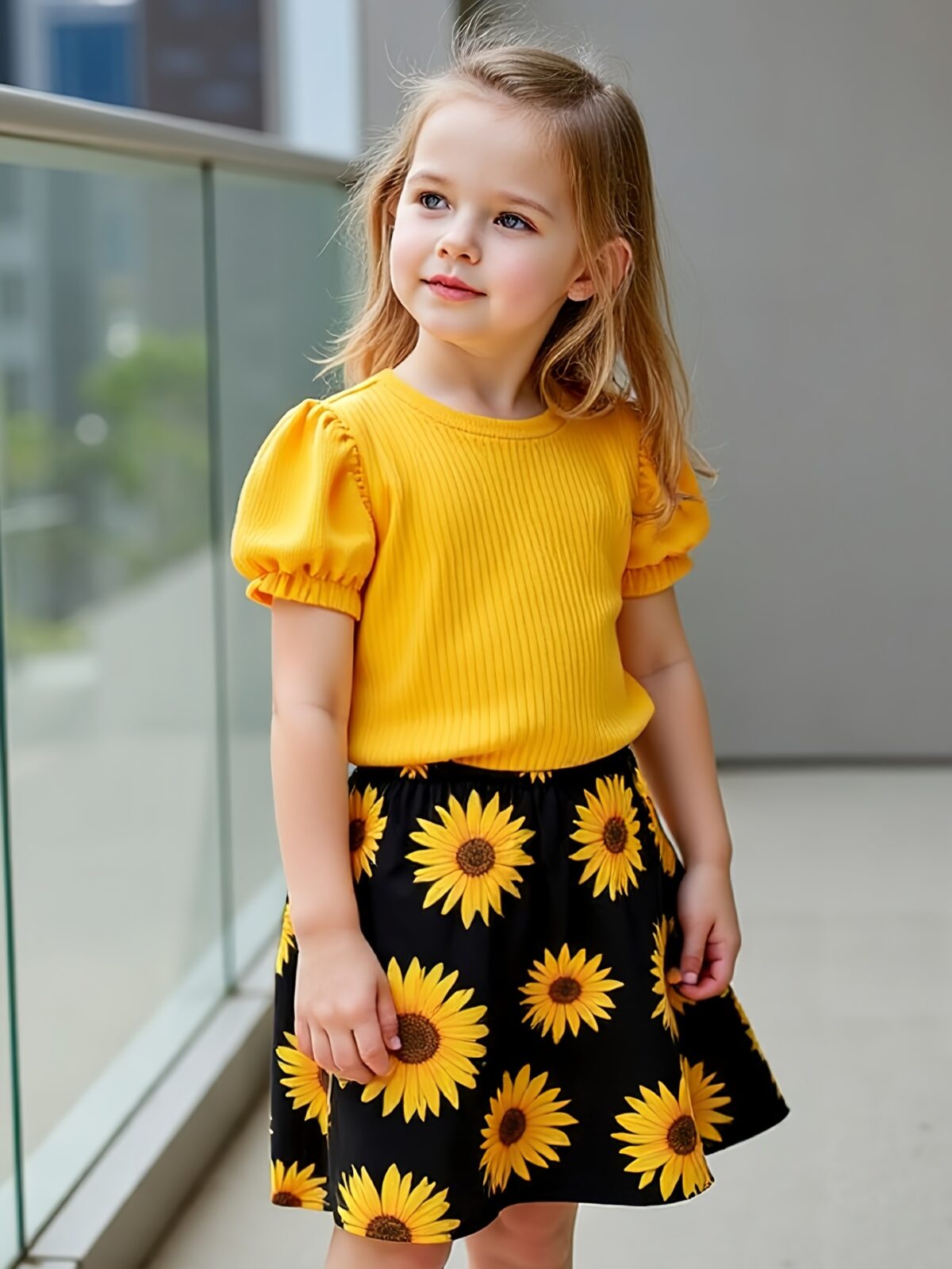 Adorable girls floral skirt set perfect for summer and special occasions Features a vibrant floral print and comfortable high quality fabric