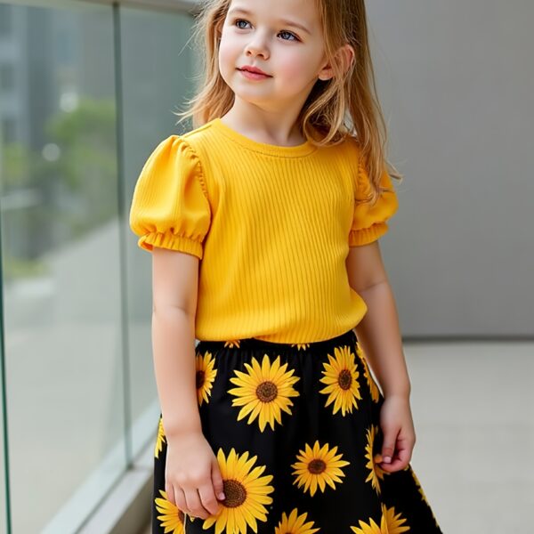 Adorable girls floral skirt set perfect for summer and special occasions Features a vibrant floral print and comfortable high quality fabric